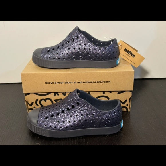 Native Jefferson Bling Slip On Shoes Glittered Onyx Bling/Onyx Little Kids C11 - Picture 7 of 14